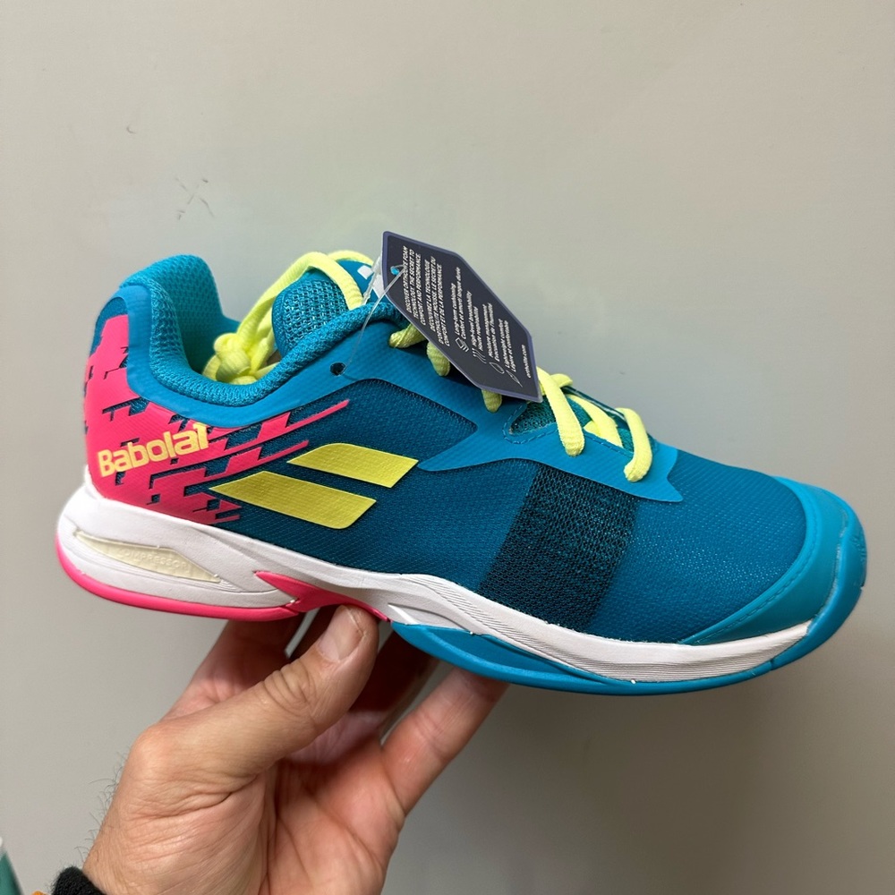 Babolat tennis shose size  3. 3.5 4 5kids color blue yellow white - Picture 5 of 10